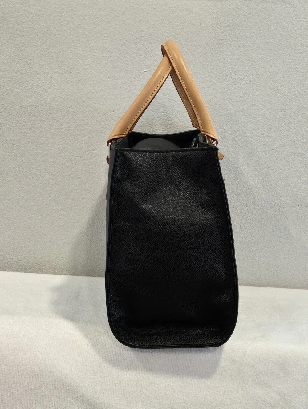 Dooney & Bourke Janine Black Satchel with Tan Trim